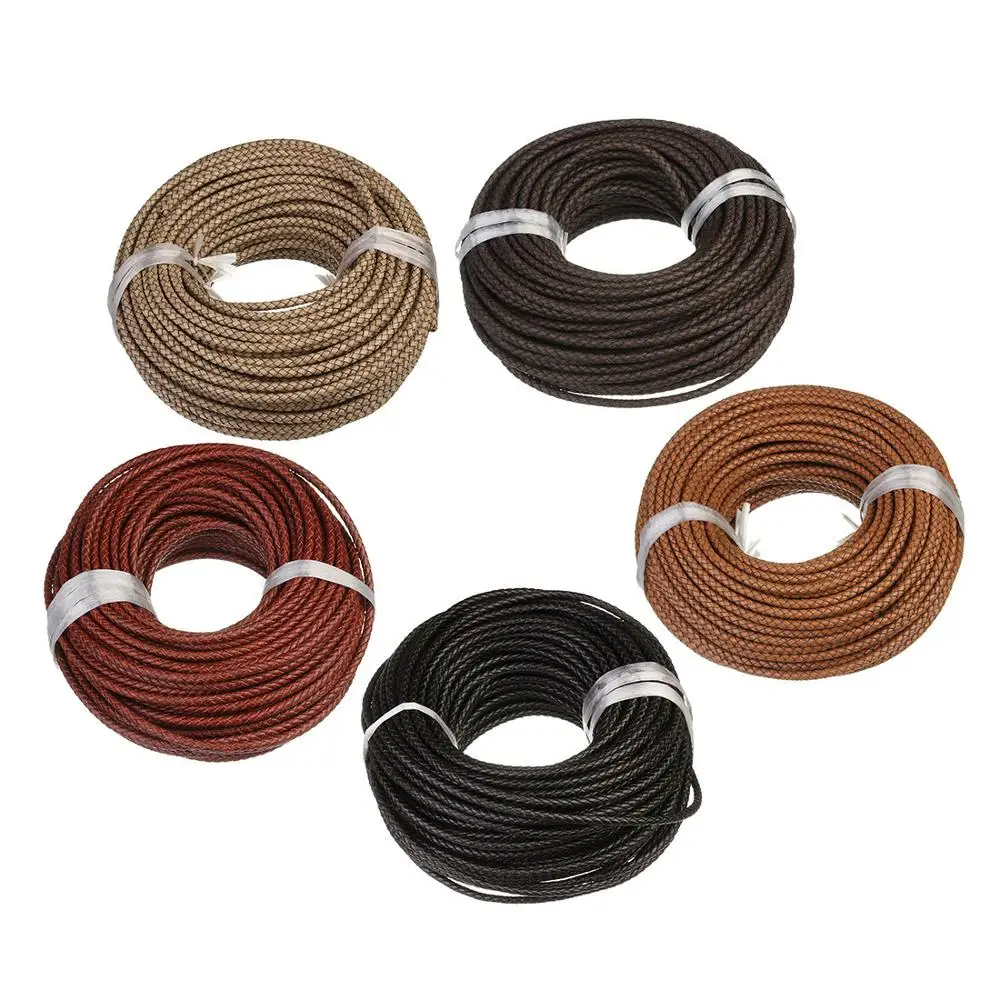 

2 meter/lot 6mm Round Braided Genuine Leather Cord Coffee Cow Leather Cords String Rope Bracelet Jewelry Making Findings