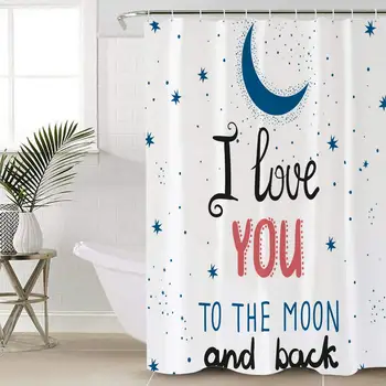 

I Love You to The Moon and Back Shower Curtain Waterproof Polyester Fabric Shower Curtains Decorative Bathroom Curtain with