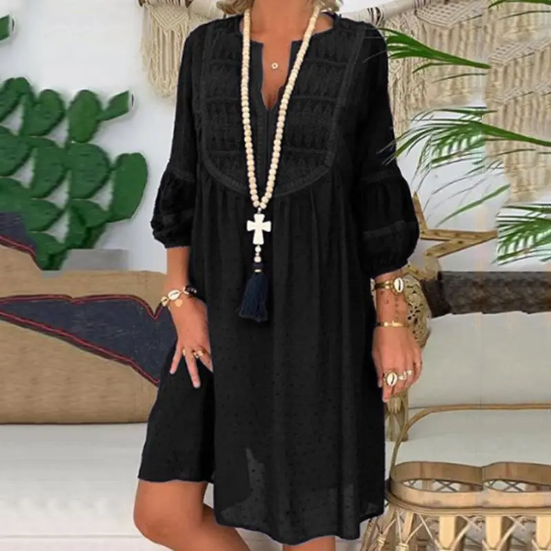 

Black Red Mini Dresses Women Summer Autumn Sexy V-Neck Boho Dress 2019 New Bohemian Floral Printed Beach Dress Vestidos Female