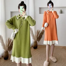 

Maternity clothes autumn and winter knitted sweater dress Korean version of the large size loose tide mother maternity skirt