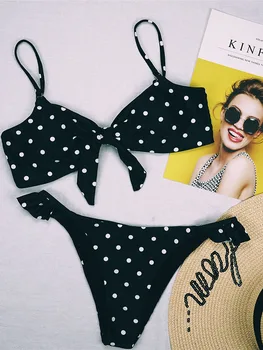 

Sexy Retro Bow Polka Dot Bikini 2020 Women Swimwear Female Swimsuit Two-piece Bikini set