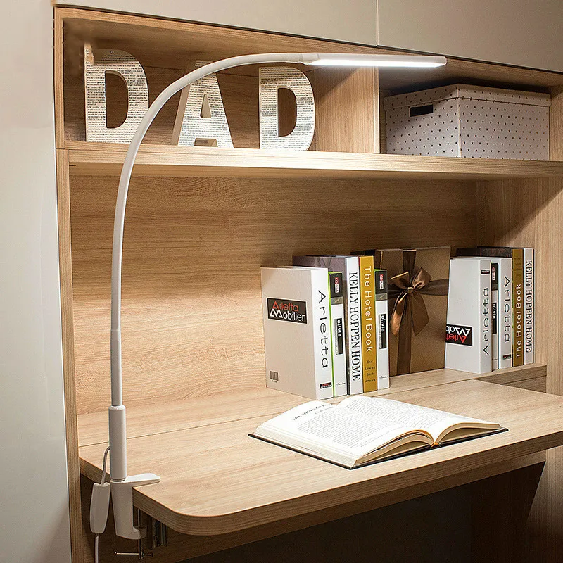 

Table Clip Lamp Portable Long Arm Office USB Adjustable Eye Protection Desk Lamp Bedroom Office LED Light 5-Level Brightness