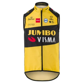 

Windproof Cycling Vest Custom Jumbo Visma Team AGU Uifit 2020 Sleeveless Jacket Unisex 3 Pocket Quick Dry Bike Jersey Ciclismo