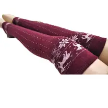 Женские теплые гольфы с рисунком оленя в горошек; повседневные шерстяные вязаные длинные гольфы; сезон осень-зима