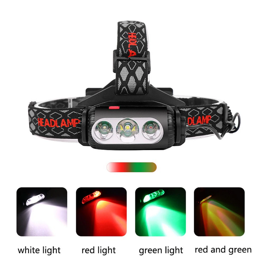 

USB Rechargeable Headlamp White/Red/Green Light 360 Rotating T6 XPE COB LED Hunting Headlight Waterproof Warning Flash Head Lamp