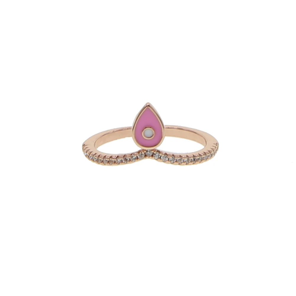 Милое милое кольцо с эмалью от сглаза розовое золото цвет розовый белый красный глаза счастливый Турецкий Дурной глаз палец обручальные кольца - Цвет основного камня: pink