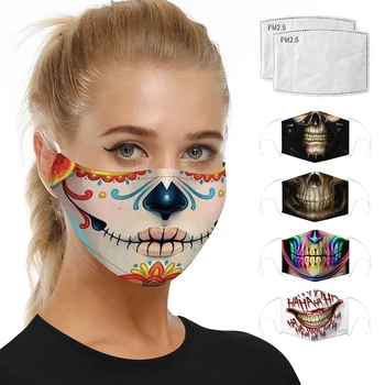 

Digital Printing Respirator Masks Face Masks Mouth Caps Activated Carbon Filter Unisex Dust Protective Mask Reusable Face Shield