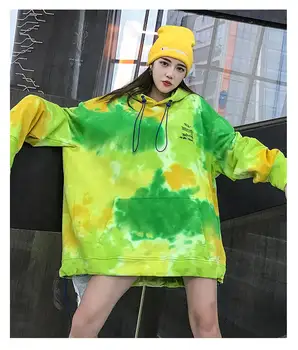 

NiceMix Plus Size tie dye Sweatshirt Women Harajuku Animal Crane Print Hoodies Korean Loose Thick Hooded Top Oversized Hoodies