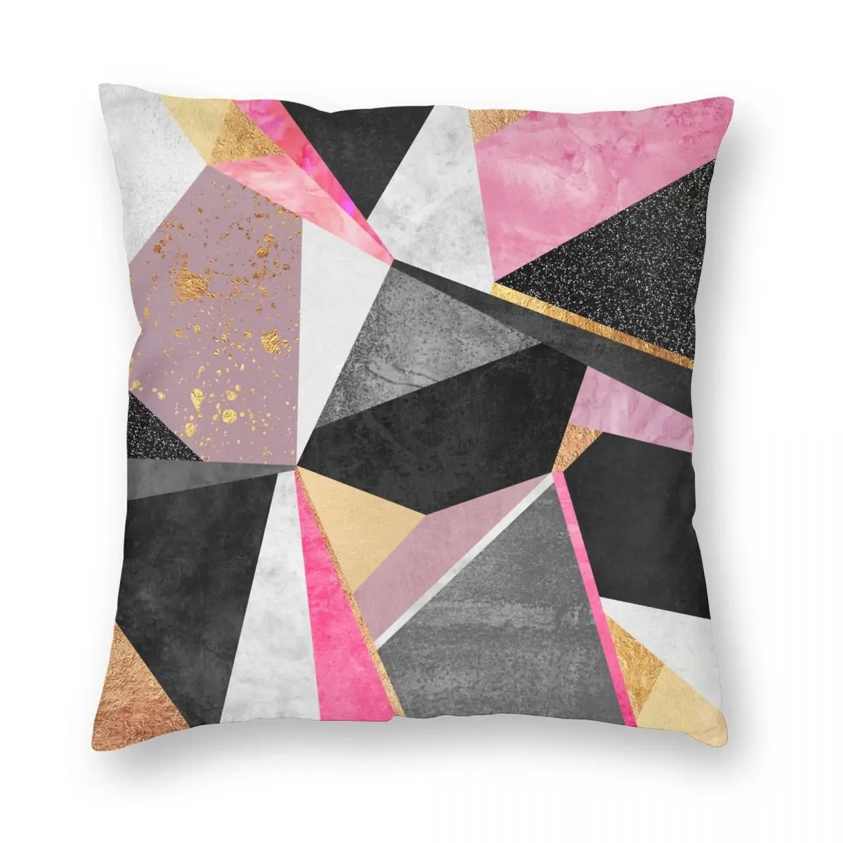 Geometry Pink Square Pillowcase Polyester Linen Velvet Pattern Zip Decor Sofa Cushion Cover 45x45 | Дом и сад