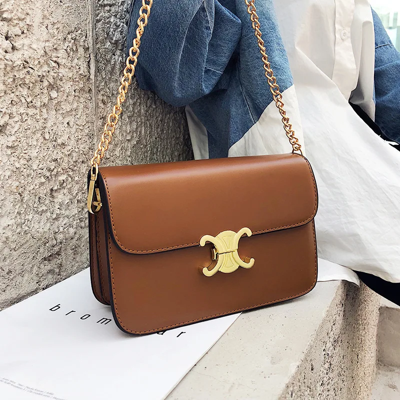 

2019 New Style Metal Lock Catch Square Sling Bag Simple Fashion Shoulder Oblique WOMEN'S Bag