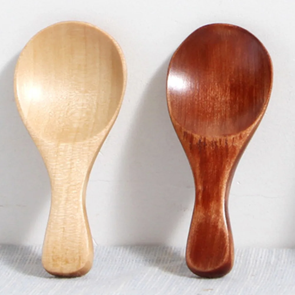 Exquisite Life Natural Wooden Small Spoon Scoop Tea Honey Coffee Condiment Salt Sugar Spoon Baby Feeding Tableware#0304