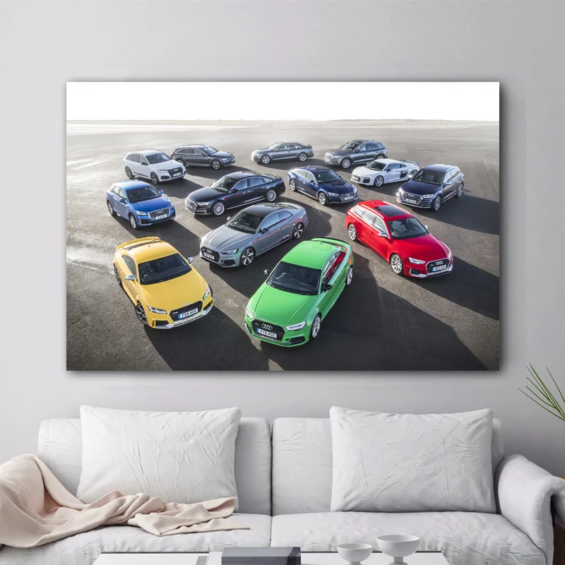 Настенная художественная картина Audis много автомобилей Коллекция красочных автомобилей Шелковые Плакаты и принты холст живопись Современное украшение дома