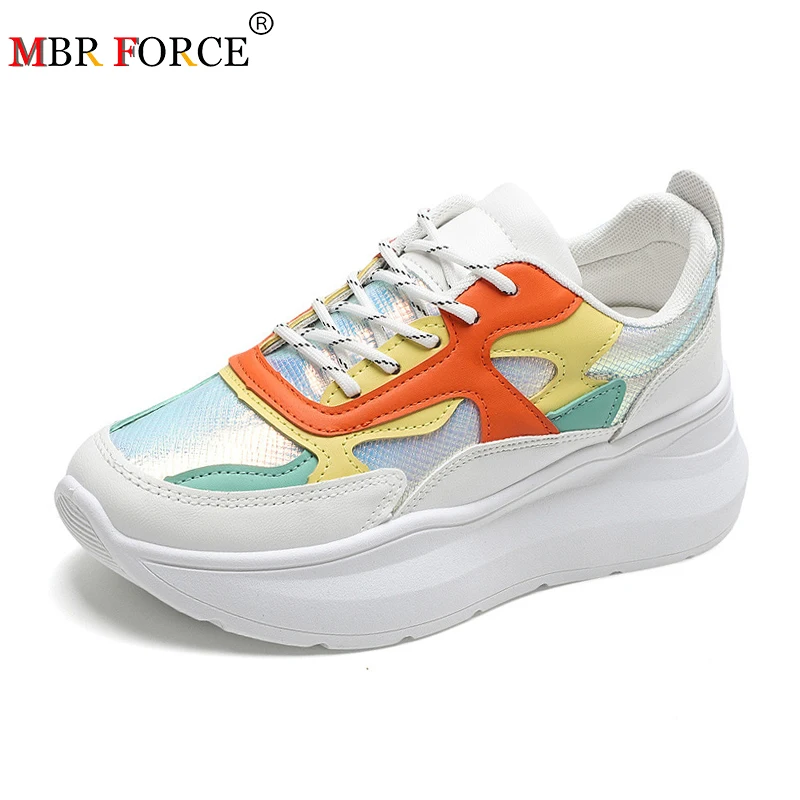 

MBR FORCE Fashion Chunky Sneakers Women's Shoes Flat Sneakers Lace Up Casual Shoes Thick Shoe Women's Sneakers