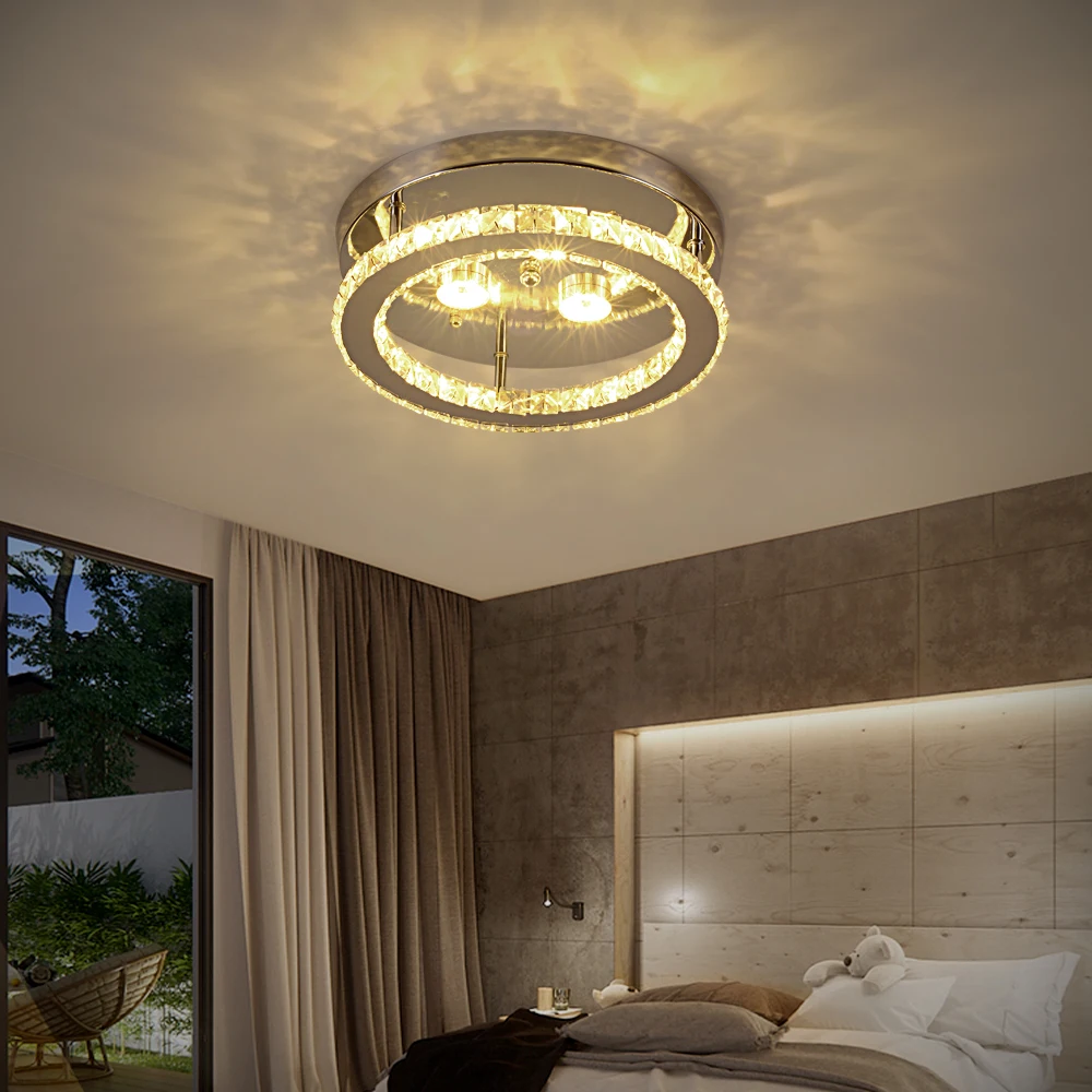 

Crystal Ceiling Lamps Modern LED Corridor Lights for Bedroom Kitchen Cricle Ceiling Lamps 110V-220V Plafonnier Lights Fixture