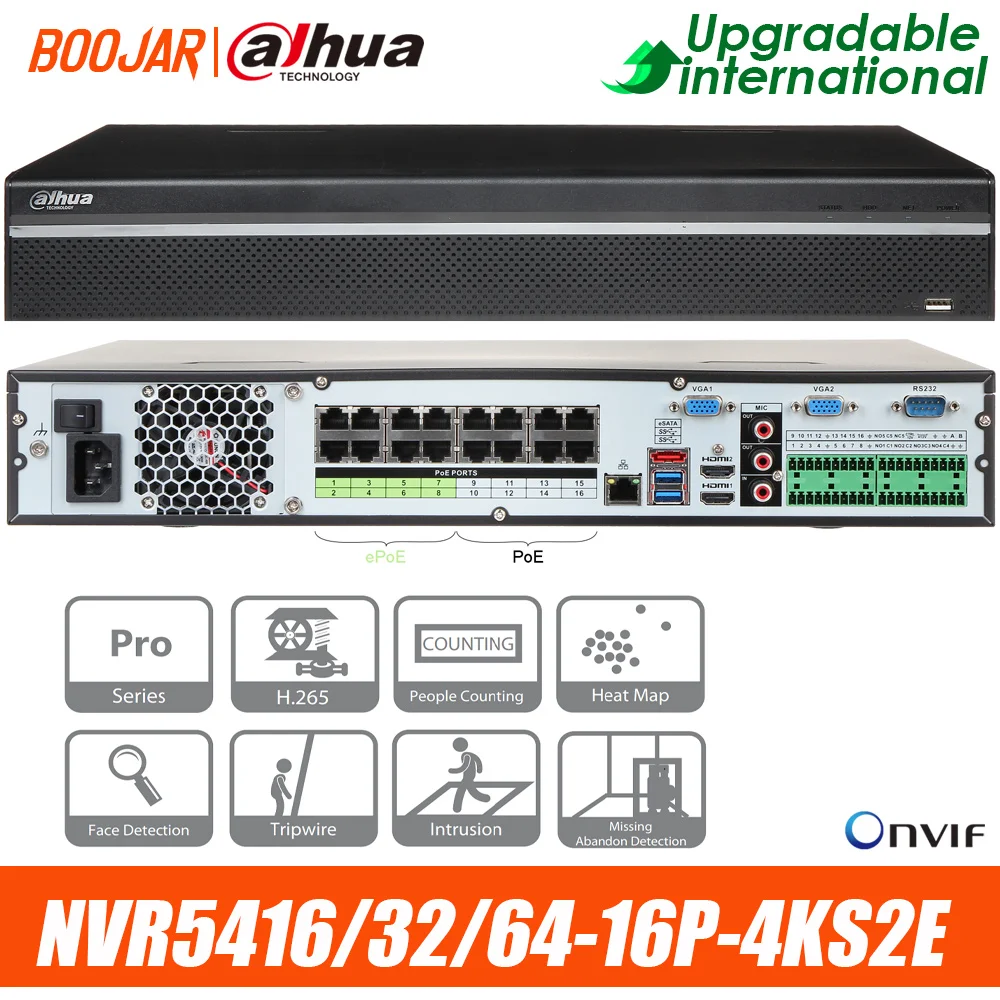 4K видео Регистраторы сетевой видеорегистратор Dahua NVR5416 16P 4KS2E NVR5432 NVR5464 16PoE 16CH 32CH 64CH