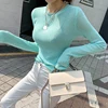 shintimes Thin Knitted T Shirt Women 2022 Korean Clothes High Elastic T-Shirt Woman Tops Casual Tee Shirt Femme Camisas Mujer ► Photo 3/6