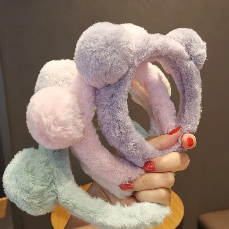 1pcs Girl Heart Cute Plush Hair Ball Headband Female Selling Cute Cartoon Bear Ears Headband Hair Accessories