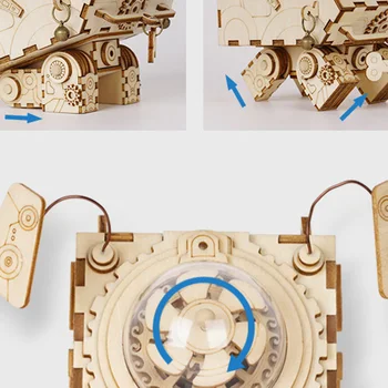 

Wooden Music Box Kit DIY Crank Musical Mechanism 3D Wooden Model Building Cabin HKS99