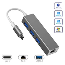 USB 3,0 концентратор USB3.1 type c для RJ45 Ethernet Lan концентратор адаптер Сетевая карта USB док-разветвитель для Macbook Windows surface 6 Pro