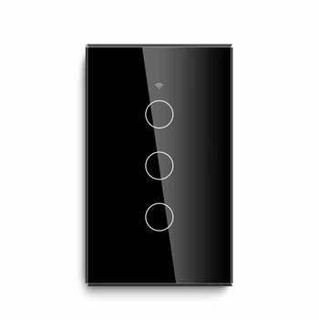 

Smart WiFi 3 Gang Light Switch Touch-Panel for Amazon Alexa Google Home Black