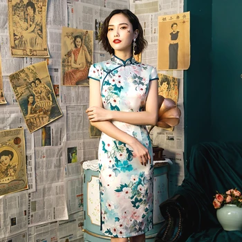 

SHENG COCO Vestido Longo Festa Qipao China Banquet Clothing Traditional Chinese Dress Female Cheongsam Modern