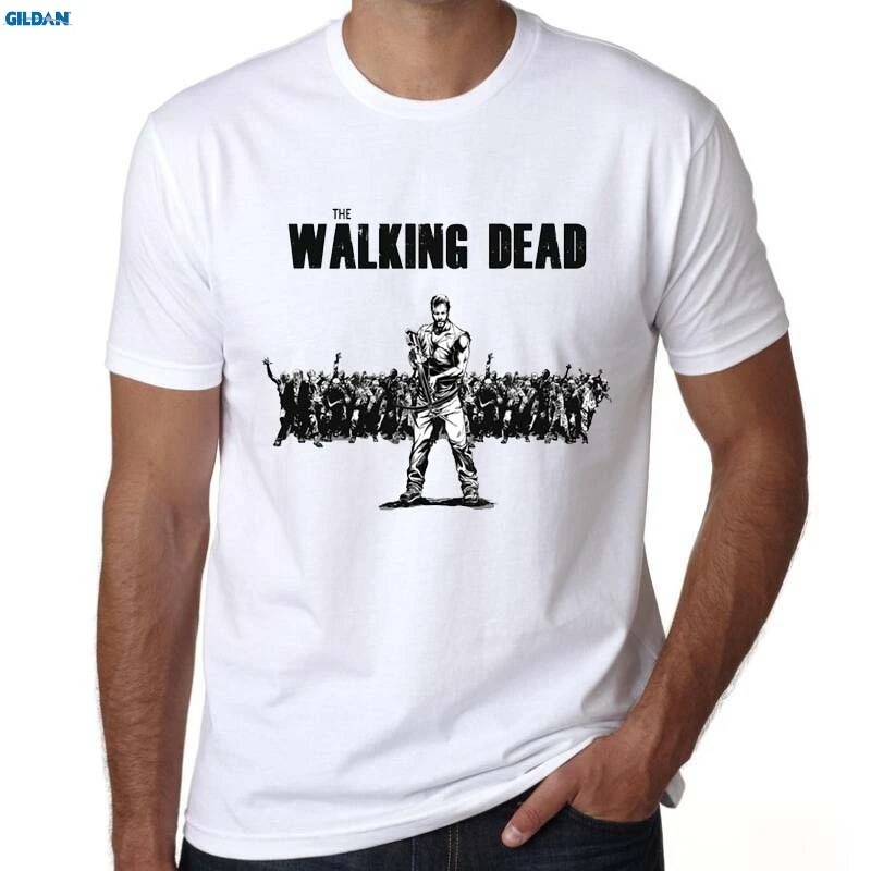 mens tees The Walking Dead Shirt Negan Baseball Bat Punk Rock T-Shirts Tees Rick Glenn walk dead |