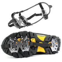 Шипы для льда, походные зимние Нескользящие ботинки, легкие черные спортивные товары, уличные 24 зуба, снежные кошки