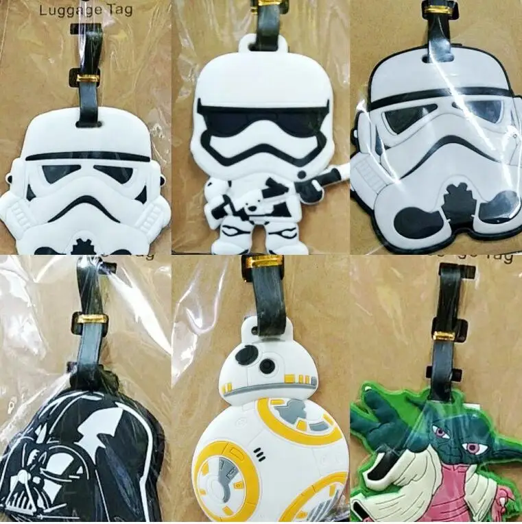 

New 1pcs cartoon Star Wars boys lovely cute Luggage tag PVC pendants suitcase decoration keychain Card Holder kids gift