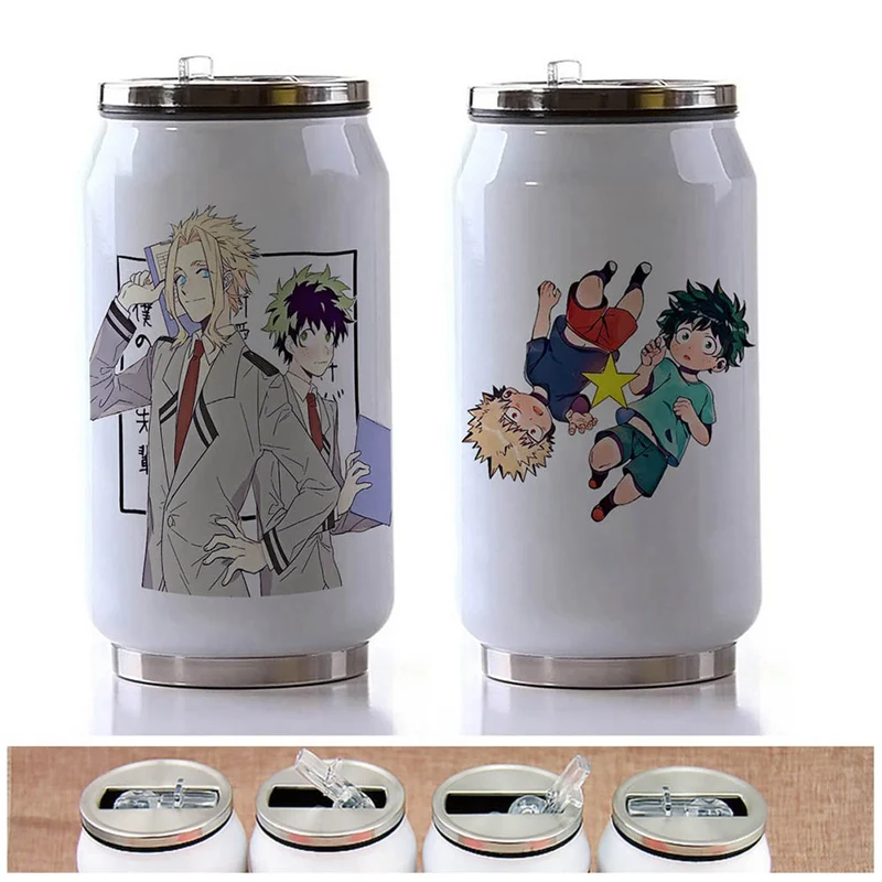 Creativity My Hero Academia Coffee Mug Cup Anime Manga NEW Thermal Cup Zip-top Can Double Stainless Steel Coke Cup