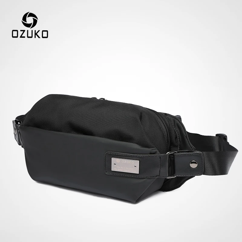 

OZUKO Waist Pack Men Oxford Waterproof Fanny Pack Male Money Waist Belt Bag Mobile Phone Travel Chest Bag for Teenage Pouch Bags