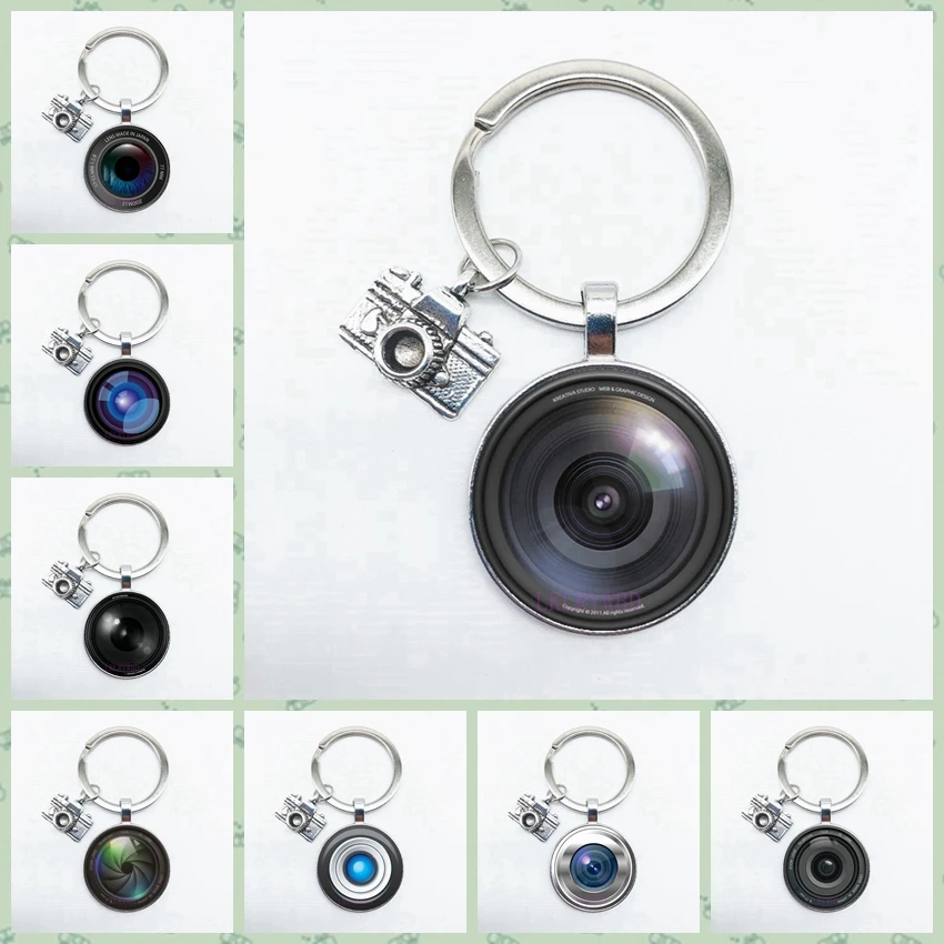 Camera Lens SLR Keychain Round Glass with Pendant Enthusiast Photographer Gift | Украшения и аксессуары
