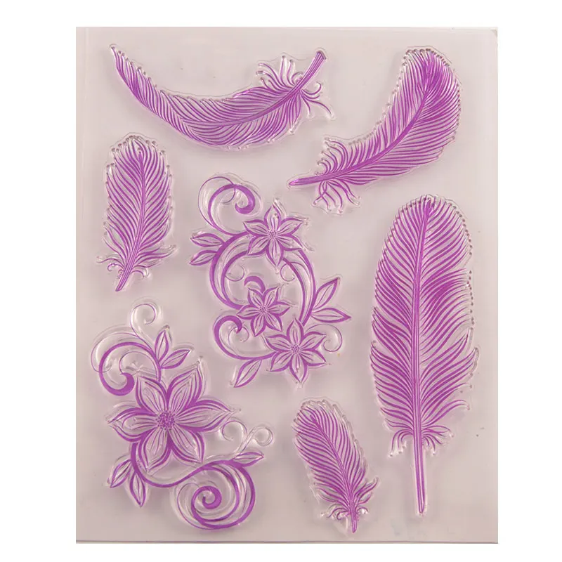 

Clear Stamps Feather Transparent Rubber Stamps Silicone DIY Scrapbooking for Card Making Photo Album Crafts Template New Stamps