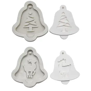 

DIY Bell Shape Christmas Elk Christmas Tree Liquid Silicone Mold Cake Baking Tools Aroma Candle Gypsum Clay Mold With Hole