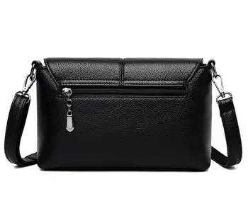 

2019 Helan new women's one shoulder bag fashionable casual mother soft leather bag small square bag