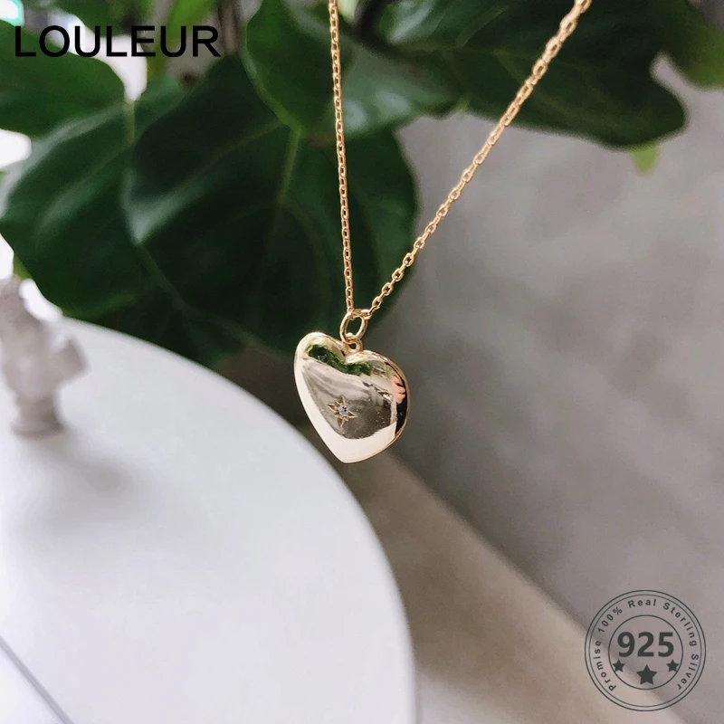 Louleur 925 пробы Серебряное милое золотое ожерелье-сердце циркон высокое качество