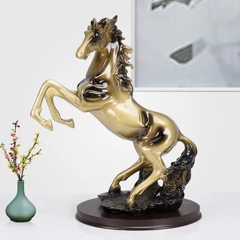 

Antique bronze war horse statue，Handmade resin art，Modern art sculpture，Home living room loft office decoration animal statue