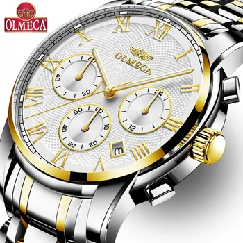 

olmeca merk klok luxury chronograaf waterdicht watch man military clocks voor mannen relogio masculino sport heren clocks