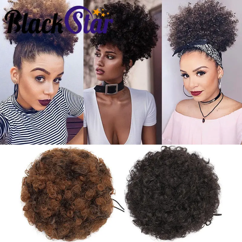 Ponytail Drawstring Short Wrap-Hair Kinky-Wig Puff Curly American Synthetic
