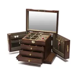 Твердые деревянные украшения коробка с замком большой емкости деревянная коробка ювелирных изделий в китайском стиле ретро коробка