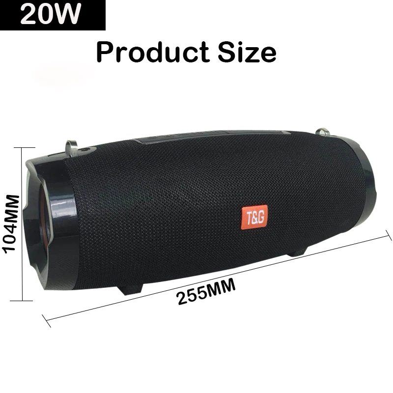 20W Portable Wireless Bluetooth Speaker Waterproof Speaker Support FM Radio TF Card Outdoor Strap with Subwoofer Column Speaker