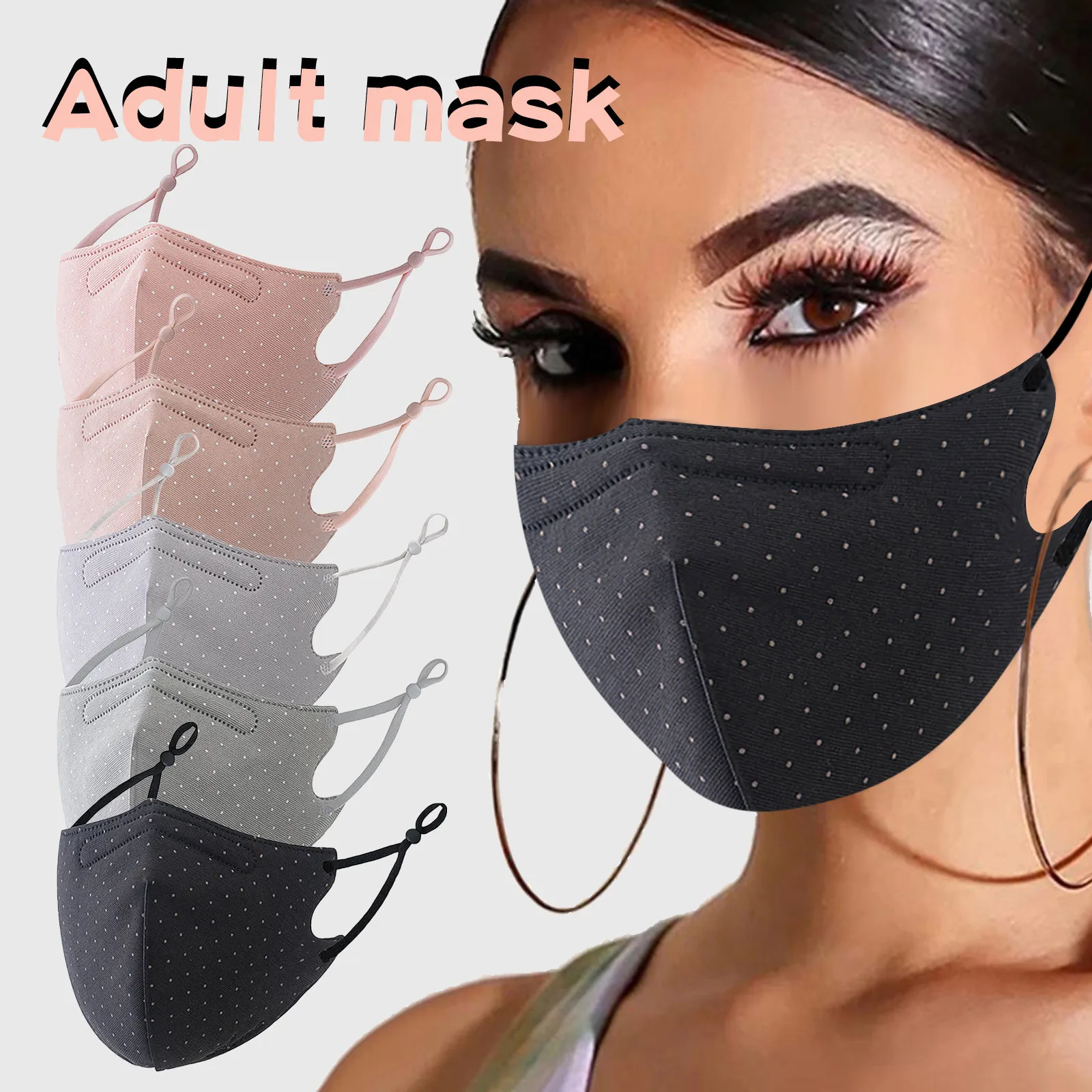 1pc Mask For Face Adult Woman Polka Dot Print Mascarillas Adjustable Washable Mouth Masks Safet Protect Fabrics Mаска | Красота и