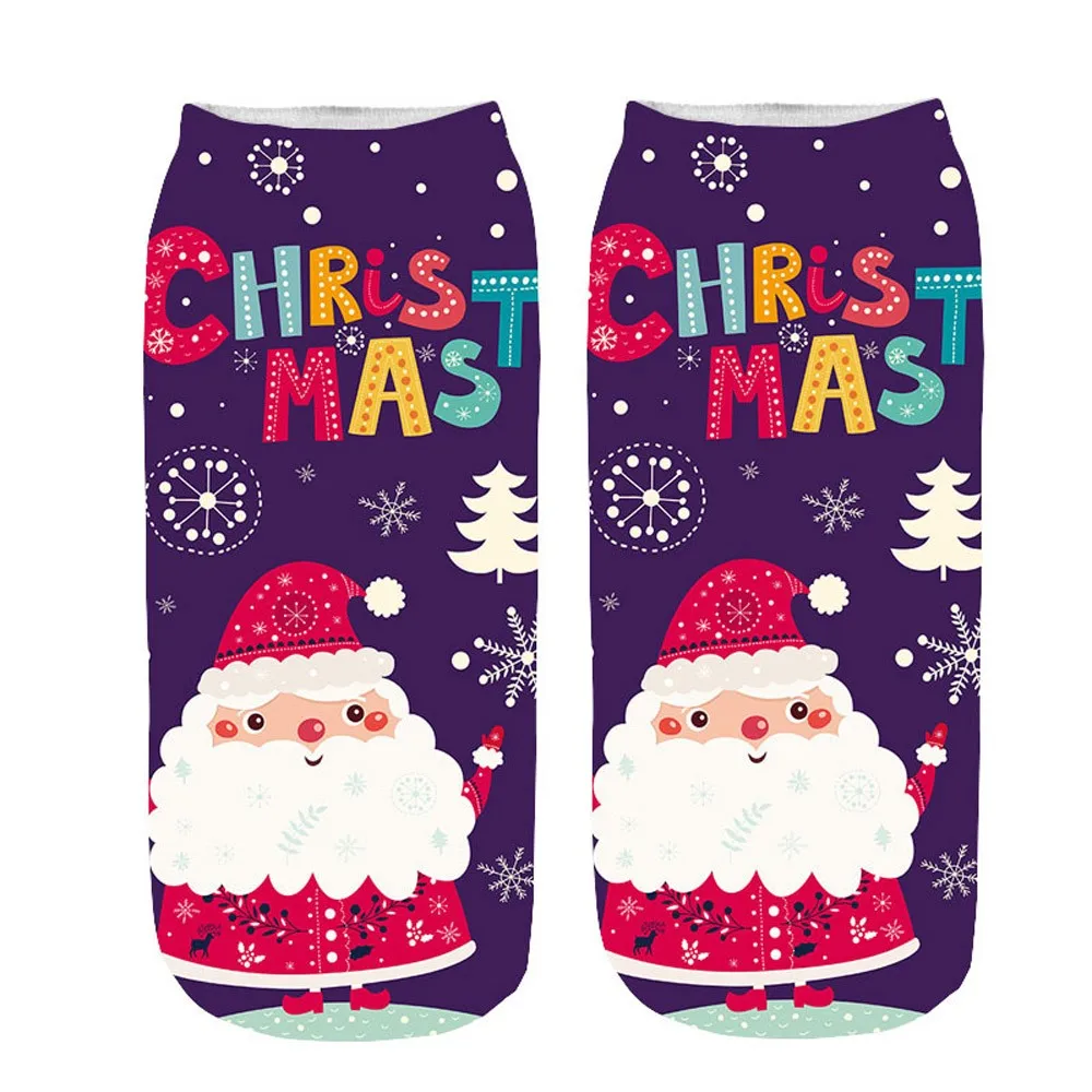 Женские носки до щиколотки с объемным забавным рождественским рисунком, Необычные милые носки с необычным принтом, женские носки, хлопковые спортивные носки