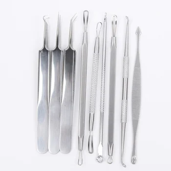 

9Pcs/set Stainless Steel Acne Blackhead Remover Needle Pimples Blemish Extractor Women Makeup Tools