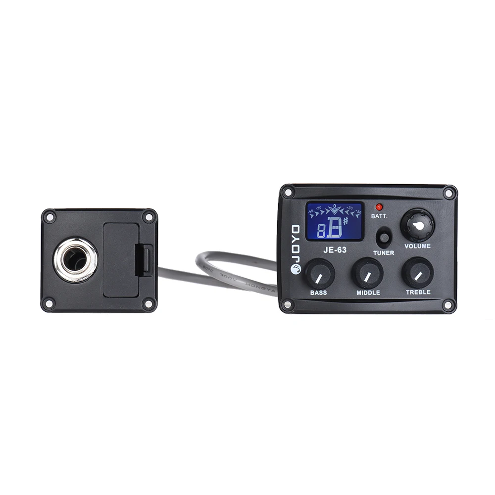 

JE-63 Ukulele Ukelele Uke Piezo Pickup Preamp System 3-Band EQ Equalizer LCD Display with Tuning Function