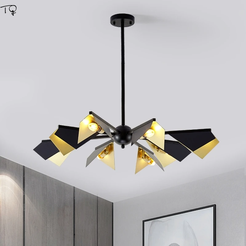 

Nordic Luxury Gold Black Lustre Led Chandelier Lighting Modern Creative Geometry Living Room Dining Room Hall Studio Restaurant