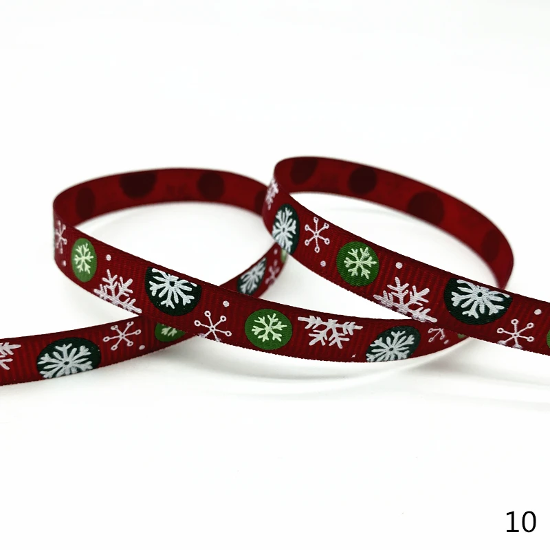 5 ярдов 10 мм Рождественская Лента печатная Grosgrain ленты для подарочной упаковки