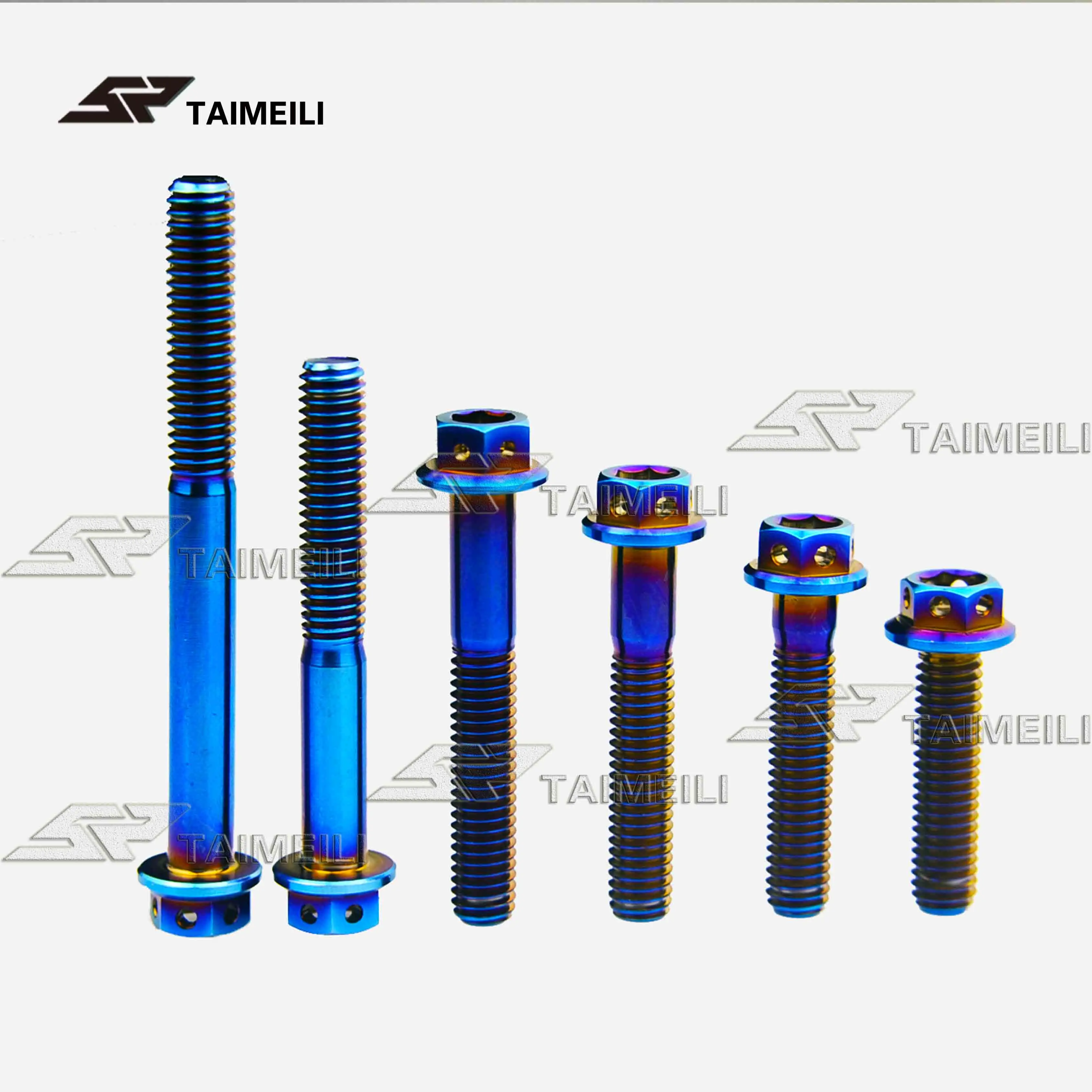 TAIMEILI Титан сплав винт с фланцем внутренняя и внешняя Шестигранная M6/10/15/20/25/30/35/45/50/60 мм Утомленные синий мотоцикл Ремонт Винт