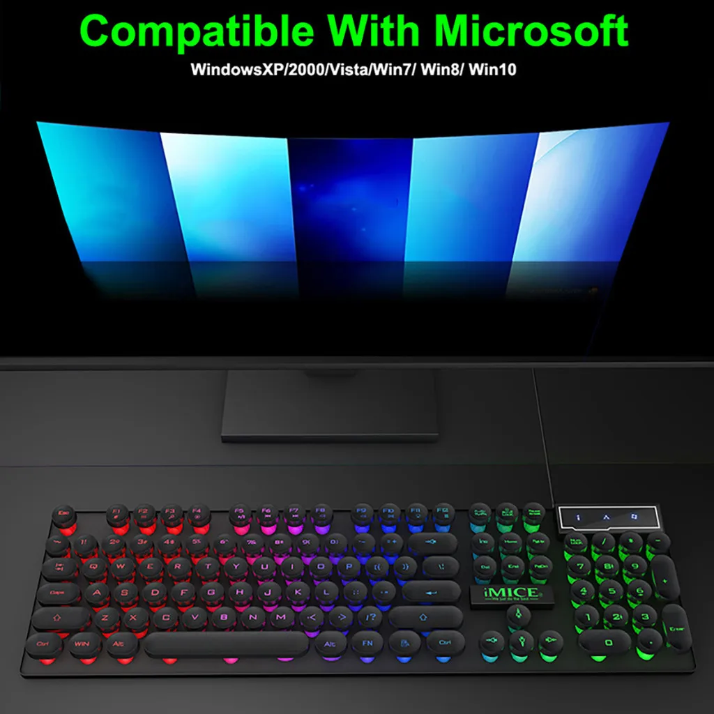 AK-800 USB Проводная Механическая клавиатура с 104 клавишами с RGB подсветкой, силиконовая клавиатура для компьютера, ноутбука, ПК, рабочего стола