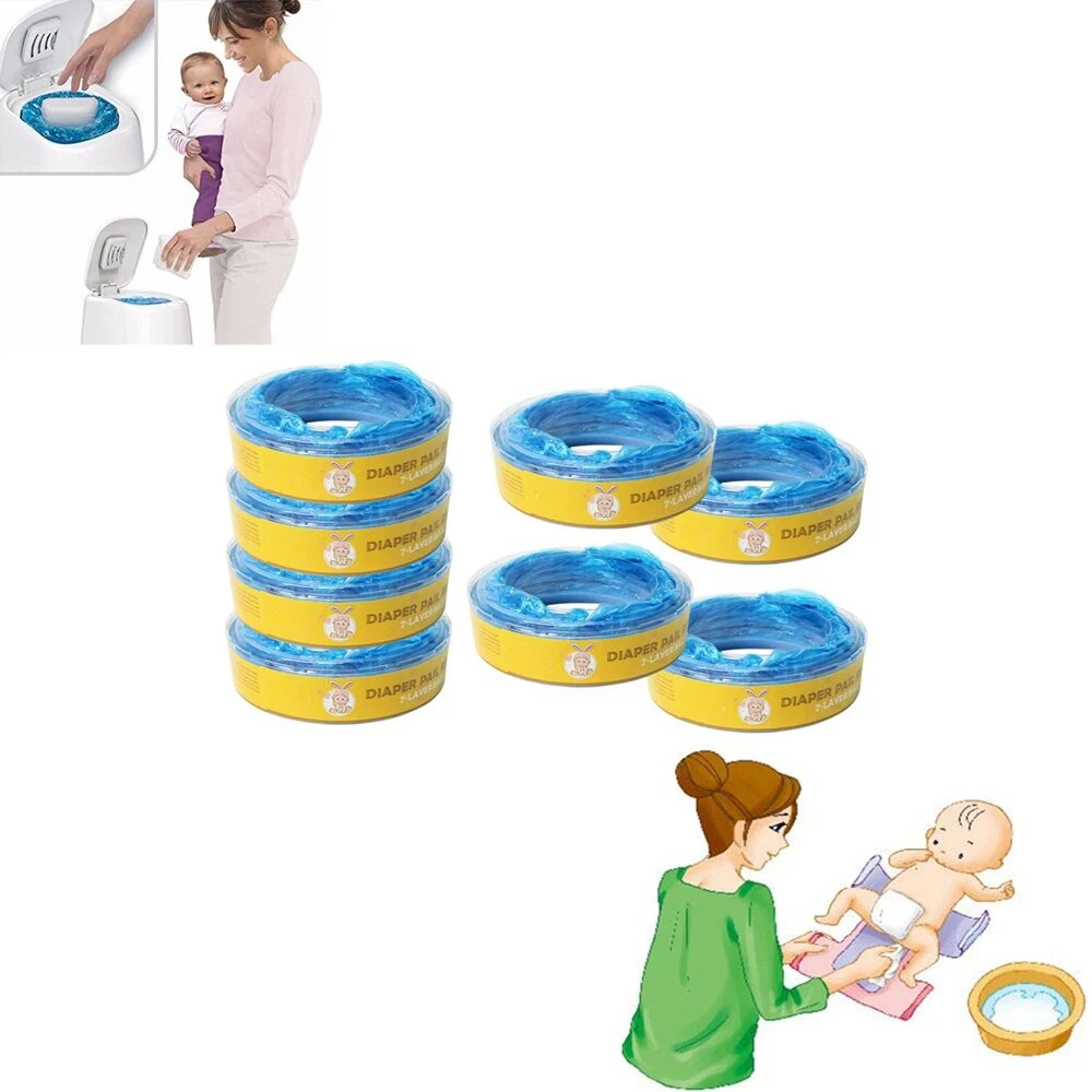4pcs Baby Diaper Garbage Refill Bags Ideal for genie Diaper Pails Normal Garbage Bag Plastic Trash Waste Replacement Bag