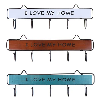 

Creative Wooden Wall Mounted Clothes Hanger 5 Hooks Hat Key Holder Laundry Coat Rack Hanging Storage Shelf For Home